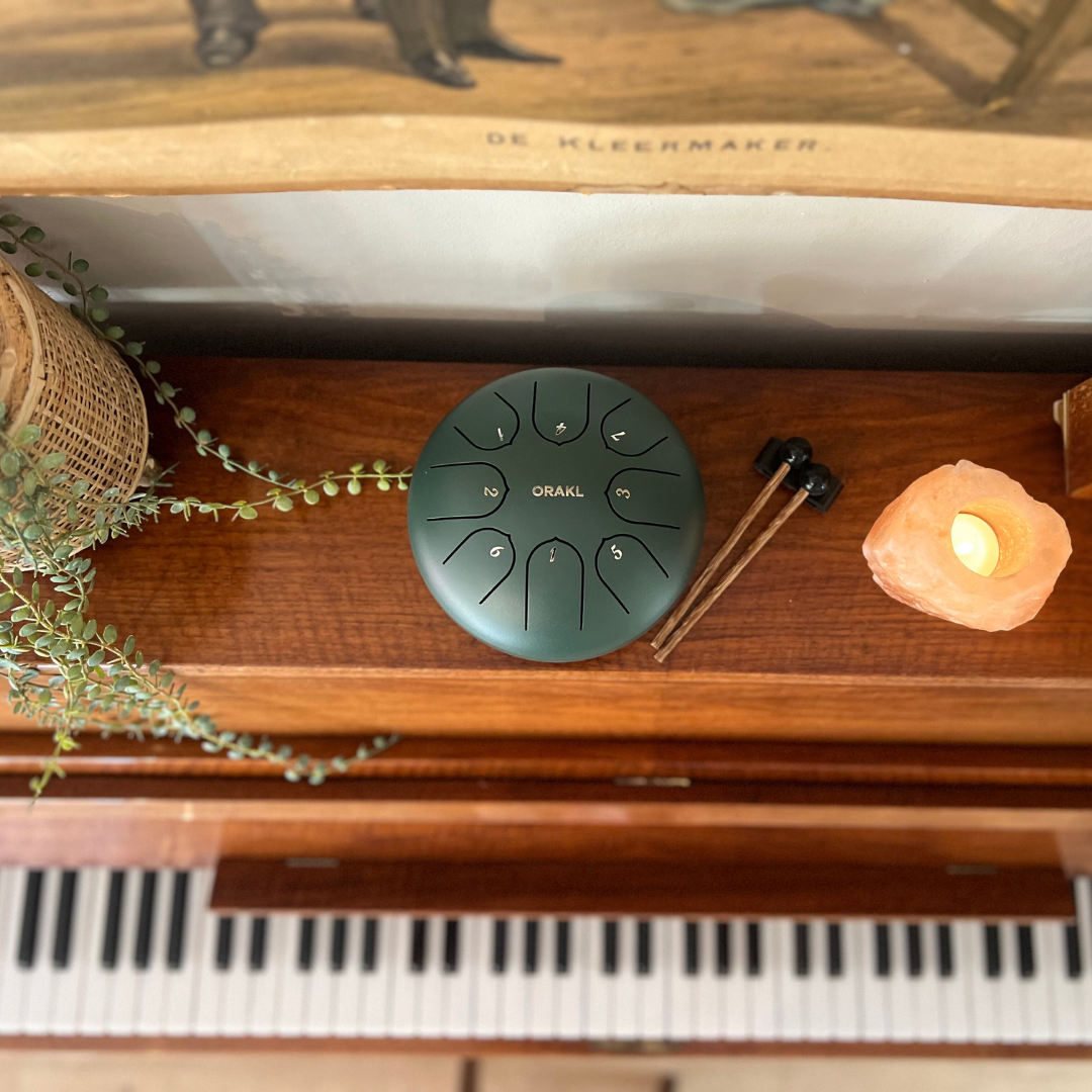 Steel Tongue Drum Echo - Bosgroen
