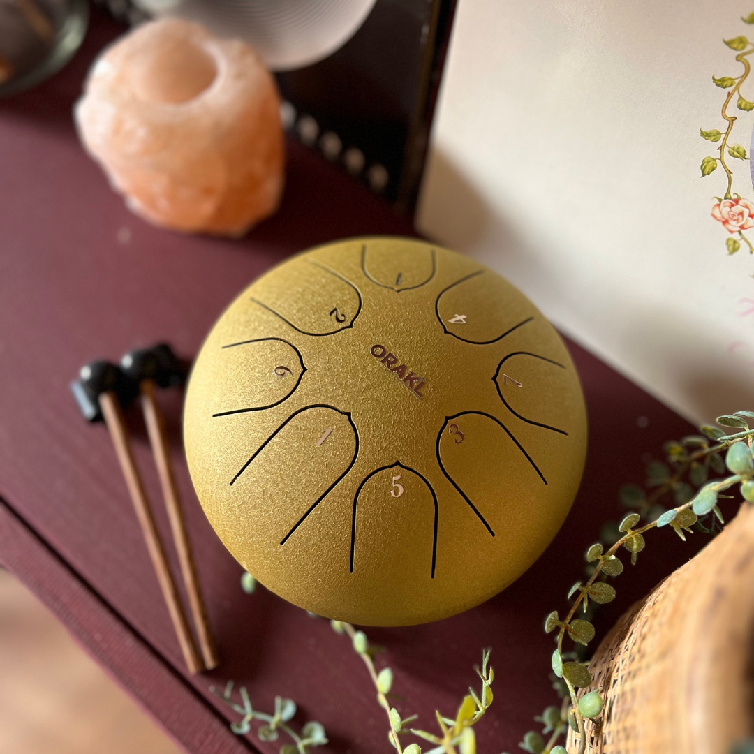 Steel Tongue Drum Echo - Zonnegloed Goud