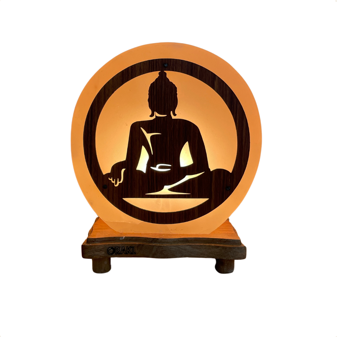 Dimbare Himalaya zoutlamp Boeddha- 3-4 KG