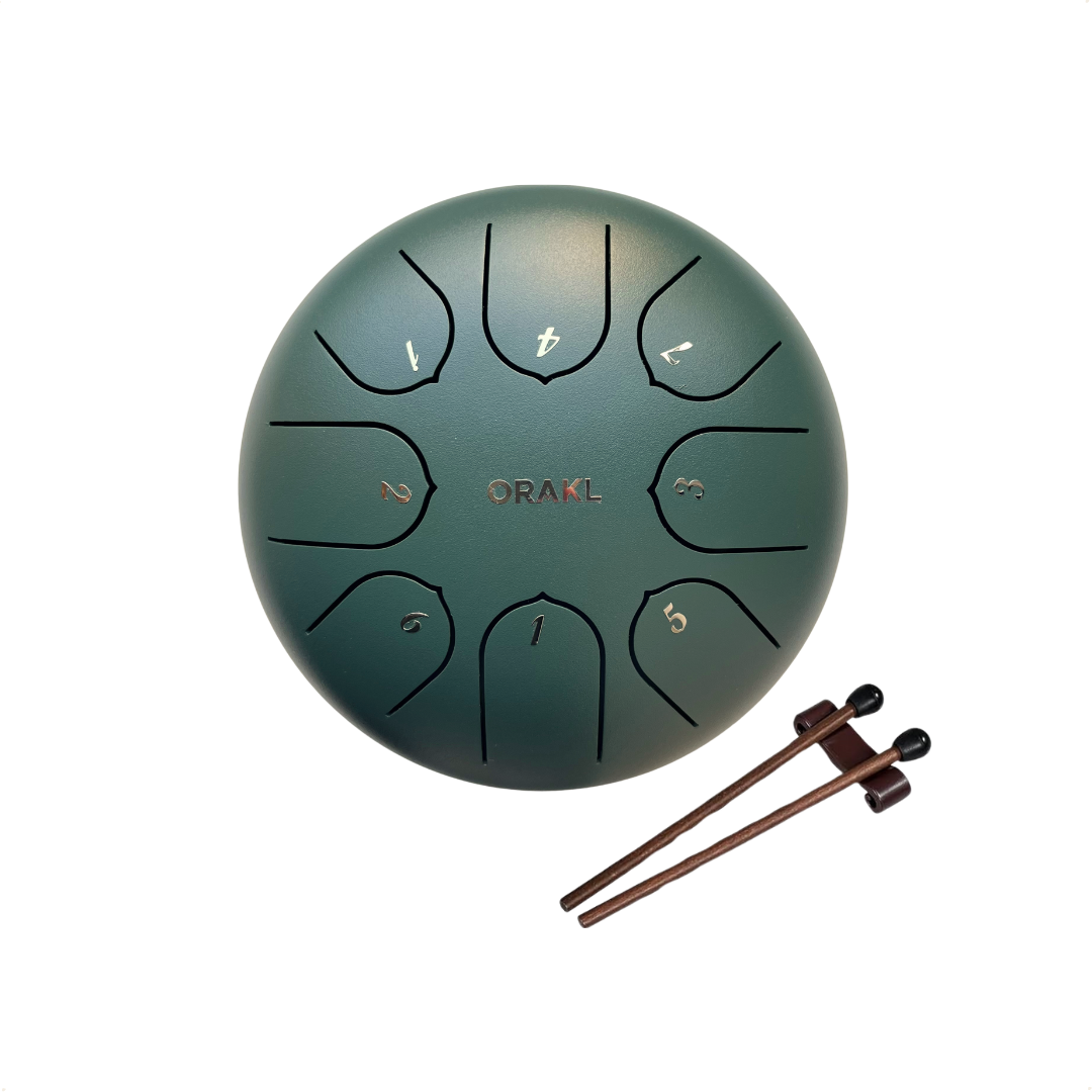 Steel Tongue Drum Echo - Bosgroen