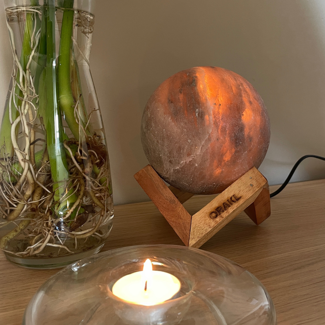 Dimbare Himalaya zoutlamp Luna Grijs - 3-4 KG