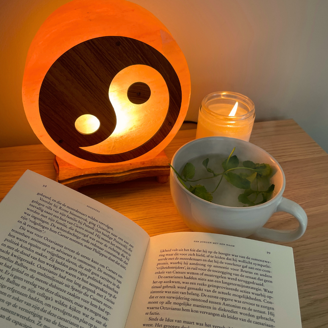 Dimbare Himalaya zoutlamp Yin Yang - 3-4 KG