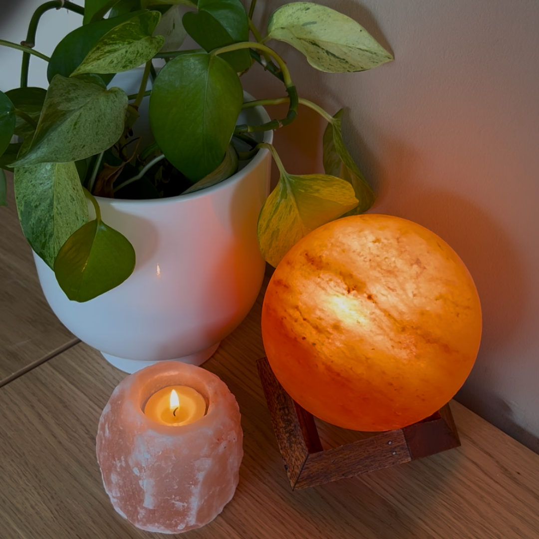 Dimbare Himalaya zoutlamp Luna - 3-4 KG