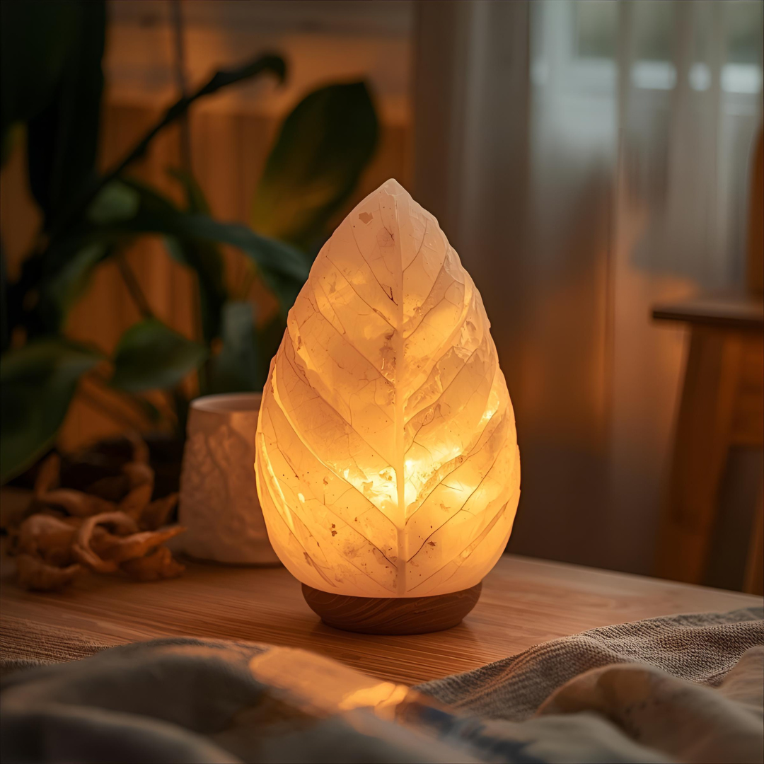 Lampe de sel de l'Himalaya à intensité variable - Feuille - 3-4 kg