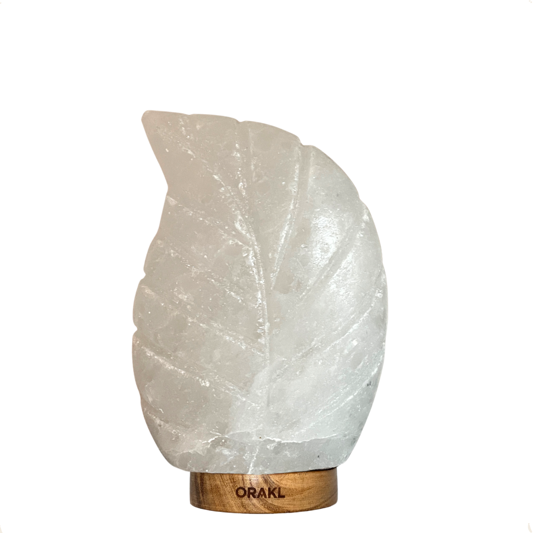 Lampe de sel de l'Himalaya à intensité variable, blanc feuille - 3-4 kg