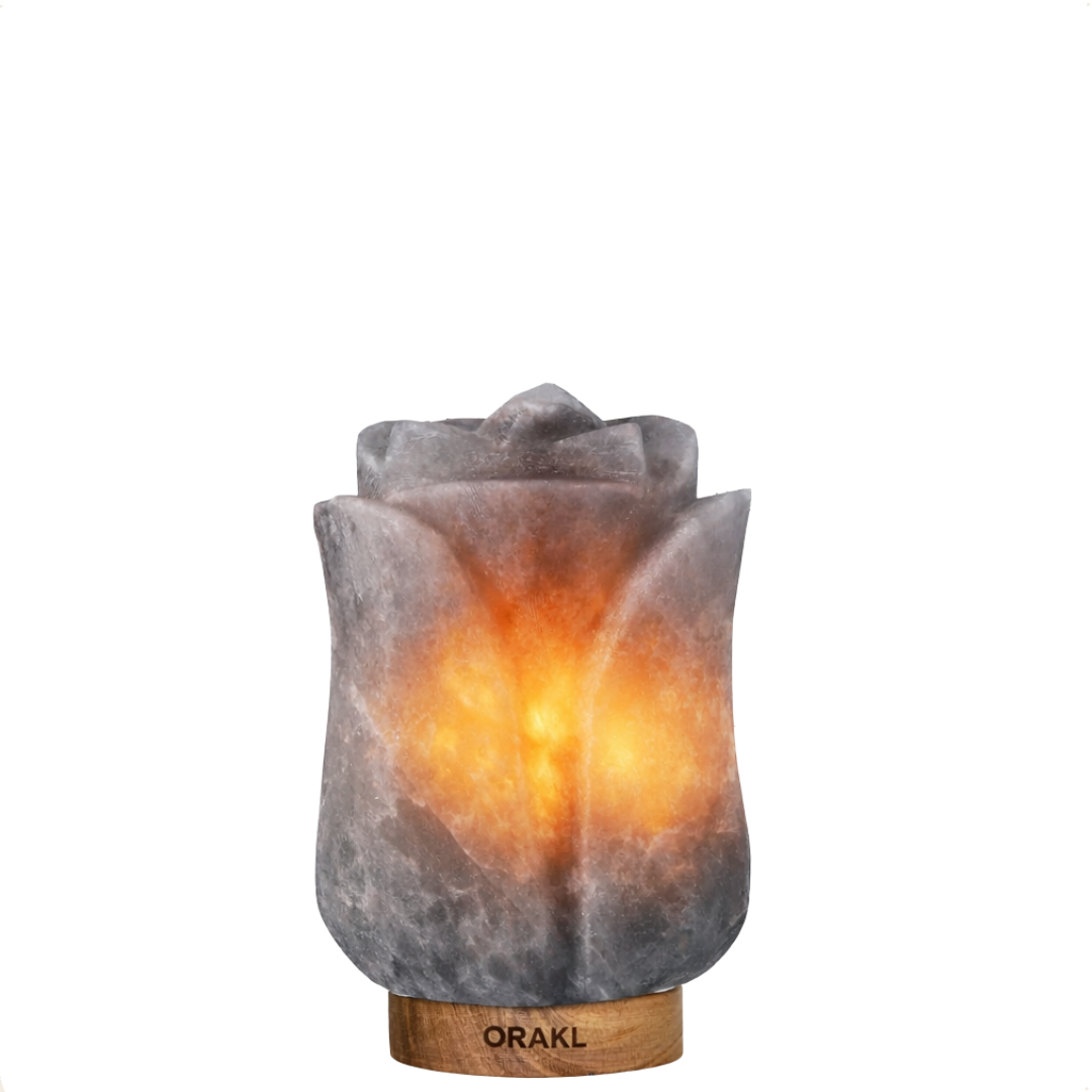 Lampe de sel de l'Himalaya à intensité variable, couleur gris lotus - 3-4 kg
