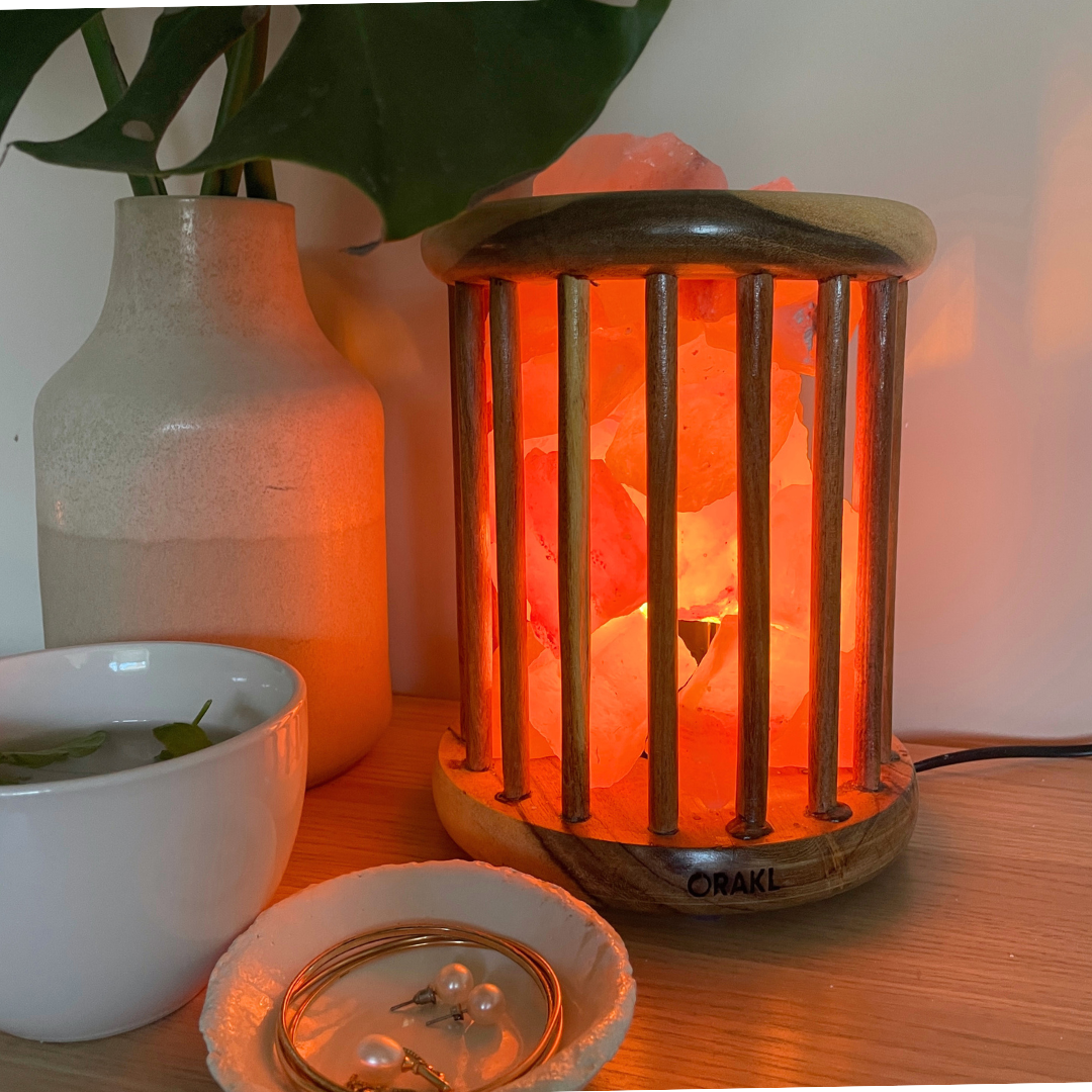 Dimbare Himalaya zoutlamp Fira - cylinder