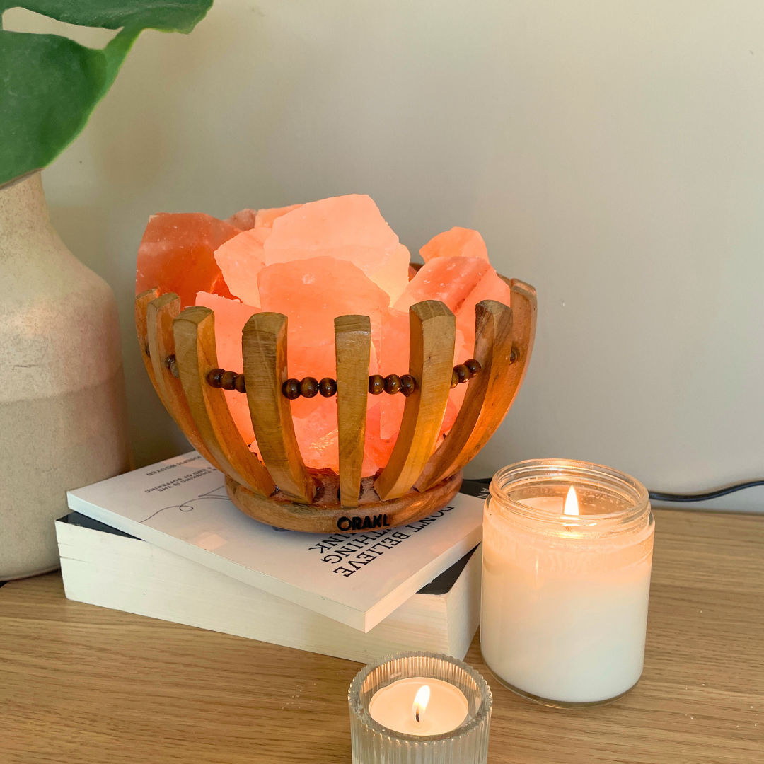 Dimbare Himalaya zoutlamp Fira - rond