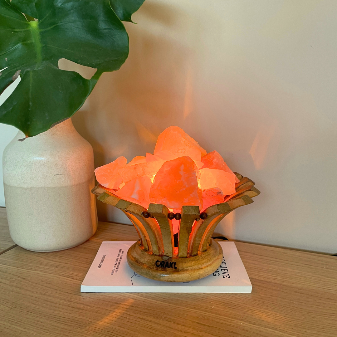 Dimbare Himalaya zoutlamp Fira - schaal