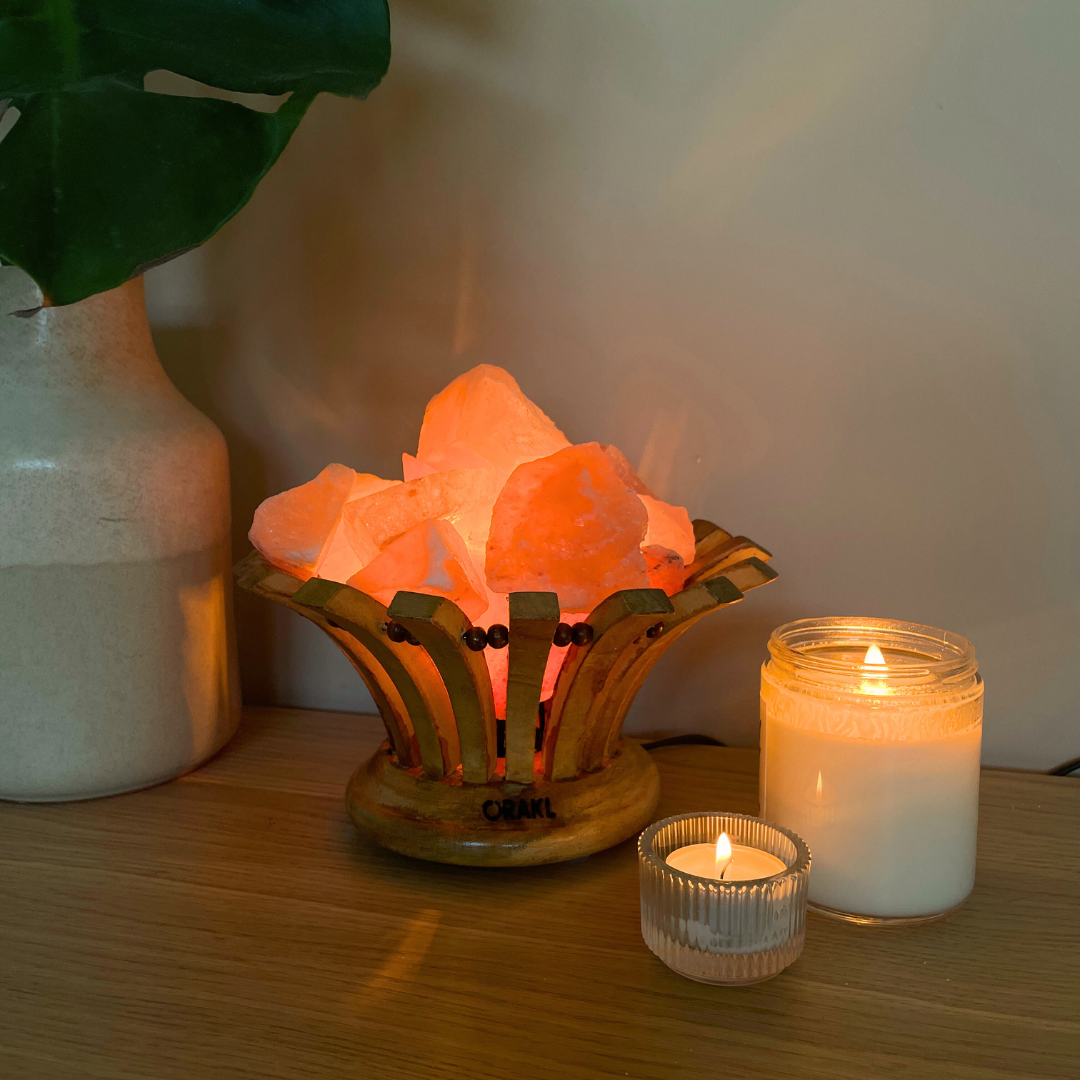 Dimbare Himalaya zoutlamp Fira - schaal