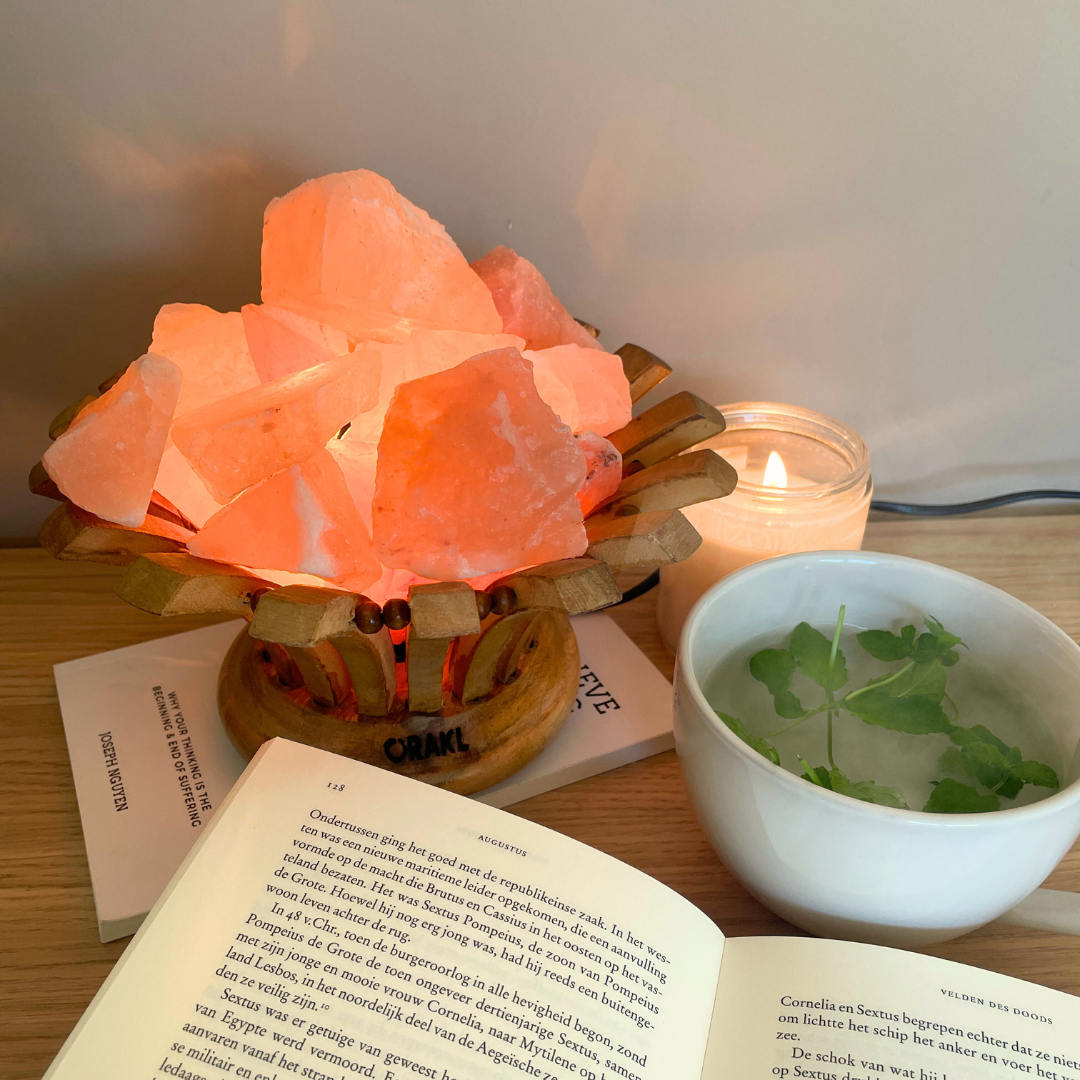 Dimbare Himalaya zoutlamp Fira - schaal