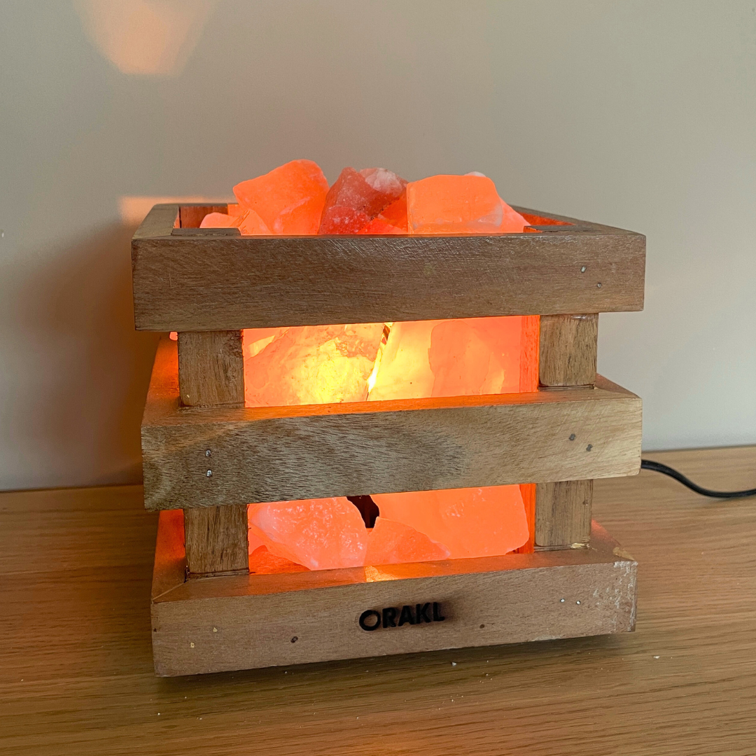 Dimbare Himalaya zoutlamp Fira - vierkant