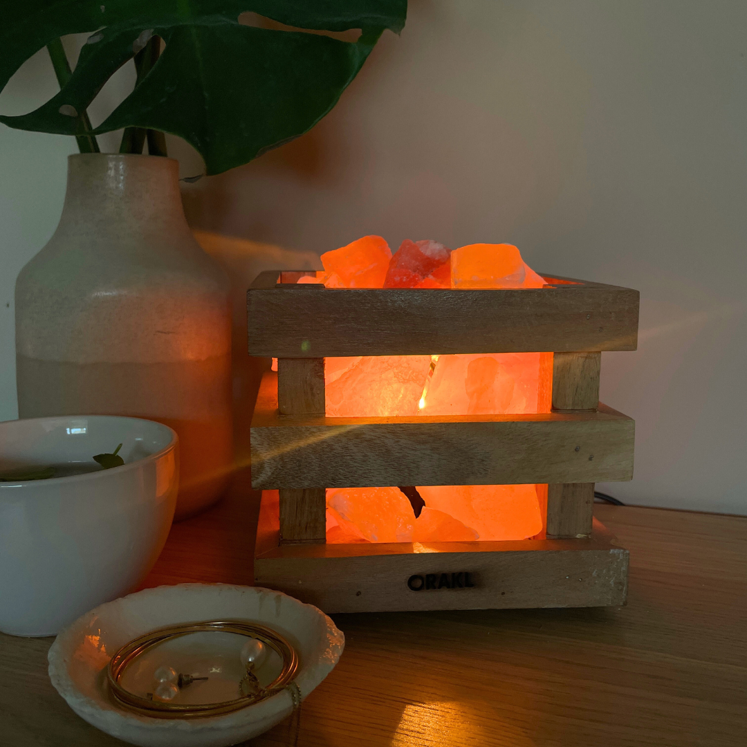 Dimbare Himalaya zoutlamp Fira - vierkant