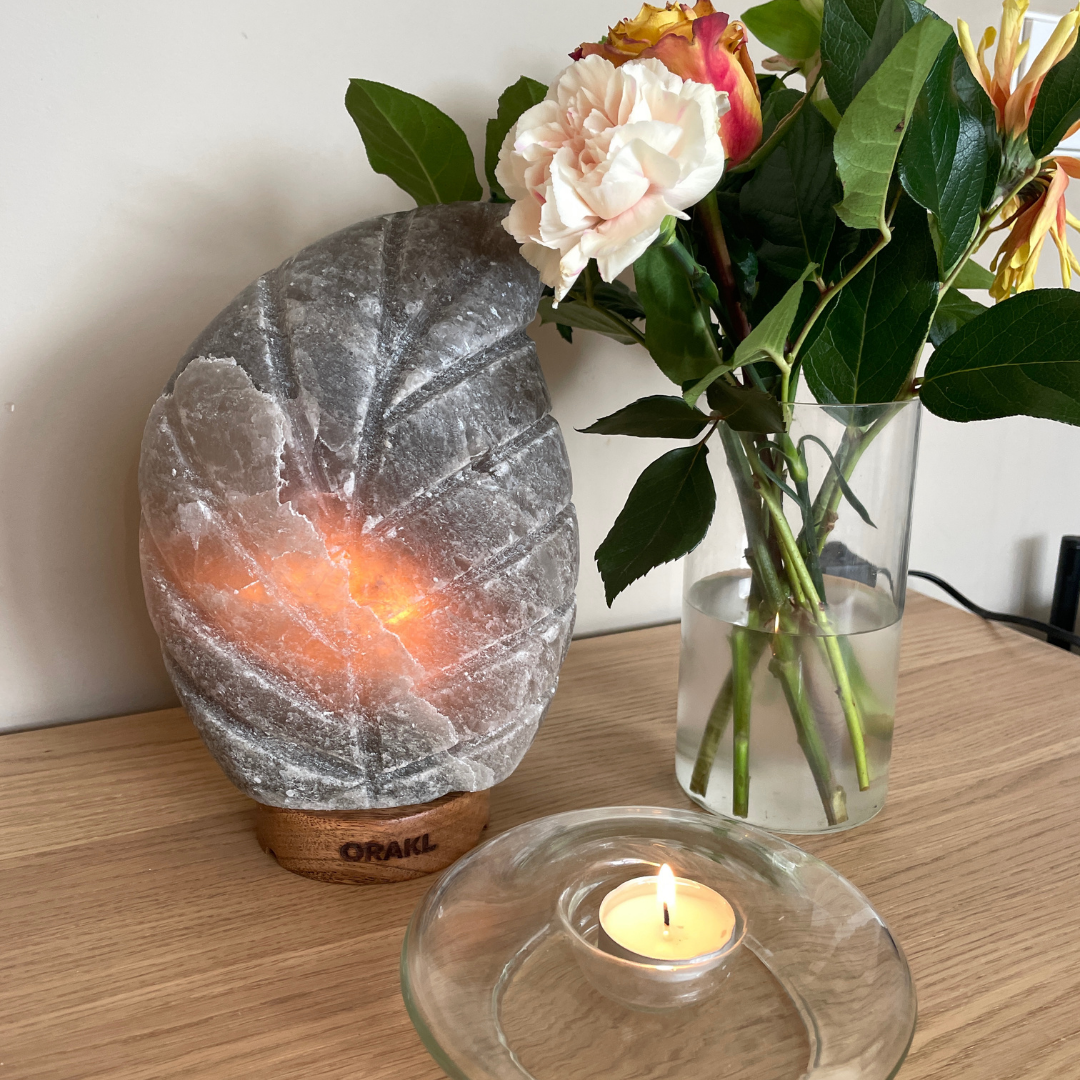 Dimmbare Himalaya-Salzlampe, Blattgrau – 3–4 kg