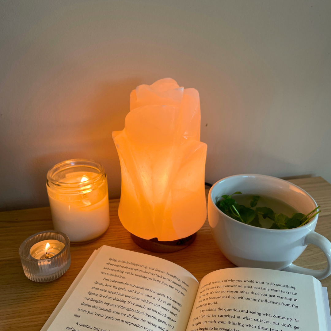Dimbare Himalaya zoutlamp Lotus - 3-4 KG