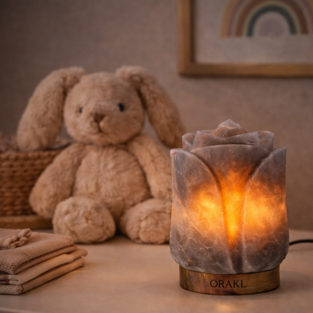 Lampe de sel de l'Himalaya à intensité variable, couleur gris lotus - 3-4 kg